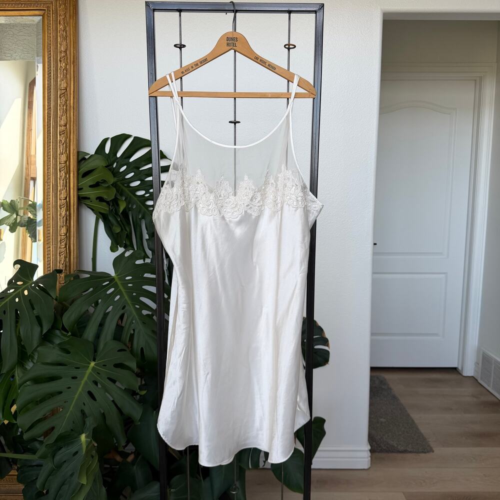 Vintage Romantic Moods White Lace Slip Dress 2X Coquette Bridal Fairy Angel